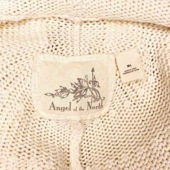 Anthropologie Angel of The North Cream Sweater Cardigan Diamond Print - Picture 9 of 10